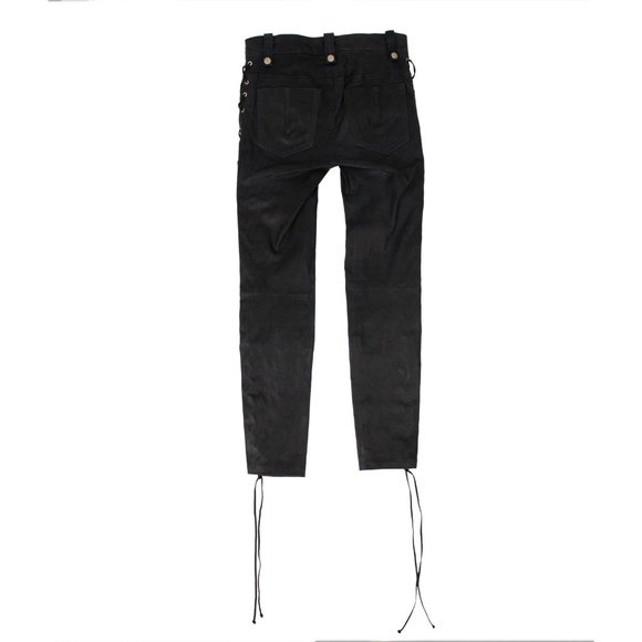 UNRAVEL PROJECT Blue Leather Side Lace Up Skinny Pants Size 26 $2065 - Picture 3 of 4
